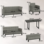 Outsunny Rattan Garden Furniture Sofa Set, Outdoor Dining Set For 9, Grey