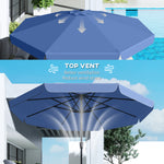 3 M Garden Parasol With Tilt & Crank, Upf30+ Outdoor Table Umbrella | Dark Blue