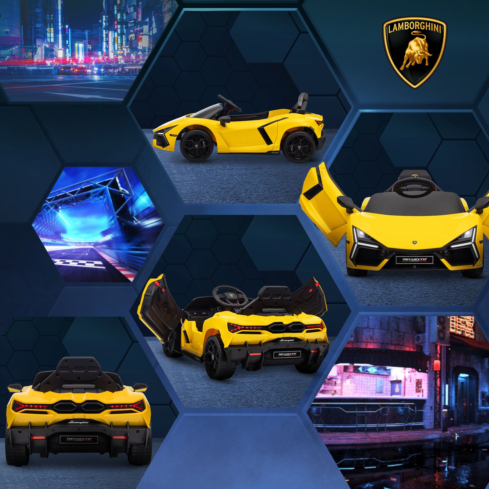 Lamborghini Revuelto Licensed Ride On Car W/ Suspension | Yellow