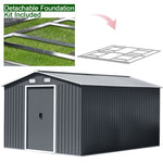 12x10 Ft Metal Apex Roof Garden Shed Outdoor Storage House