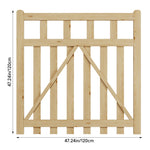 76cm/90cm/120cm Wx120cm H Classic Wooden Garden Gate With Lock Natural Finish, Vertical Slat Design | Large | Natural