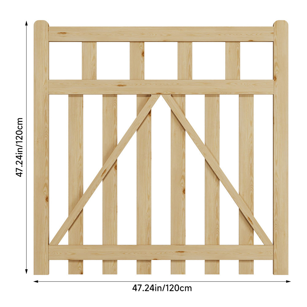 76cm/90cm/120cm Wx120cm H Classic Wooden Garden Gate With Lock Natural Finish, Vertical Slat Design | Large | Natural