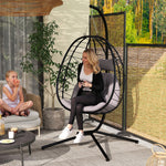Garden Egg Chair Outdoor Hanging Swing Chair, Folding Basket | Gray