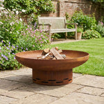 Nicoman Large Corten Steel Rust Fire Pit 70cm Outdoor Round Firepit For Garden
