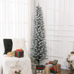 5/6/7ft Artificial Pencil Christmas Tree Realistic Green/White | 6ft | White