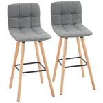Barstools Set Of 2 Armless Button-tufted Grey