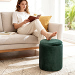 Round Storage Ottoman With Removable Top | Green