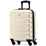55x40x20cm Lightweight Luggage Hard Shell Cabin Suitcase 60+ Airlines Approved - Carry On Case - 4 Wheels | 55 x 40 x 20cm | Cream & Black