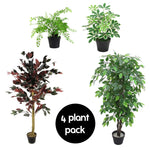 Pack Of 4 Mixed Artificial Plants And Trees