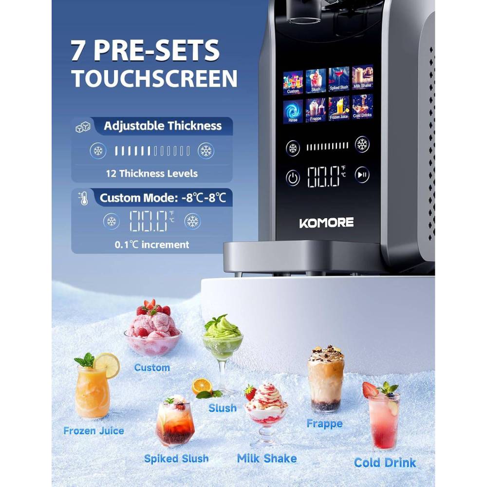 2.5l Frozen Drink & Slushie Machine With 7 Preset Programs, Self-cleaning Function, Adjustable Thickness, 12h Timer, Touch Screen Slushy Maker For Home Parties & Cocktails