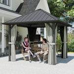 3 X 3(m) Metal Hardtop Gazebo With Netting And Curtains | Black