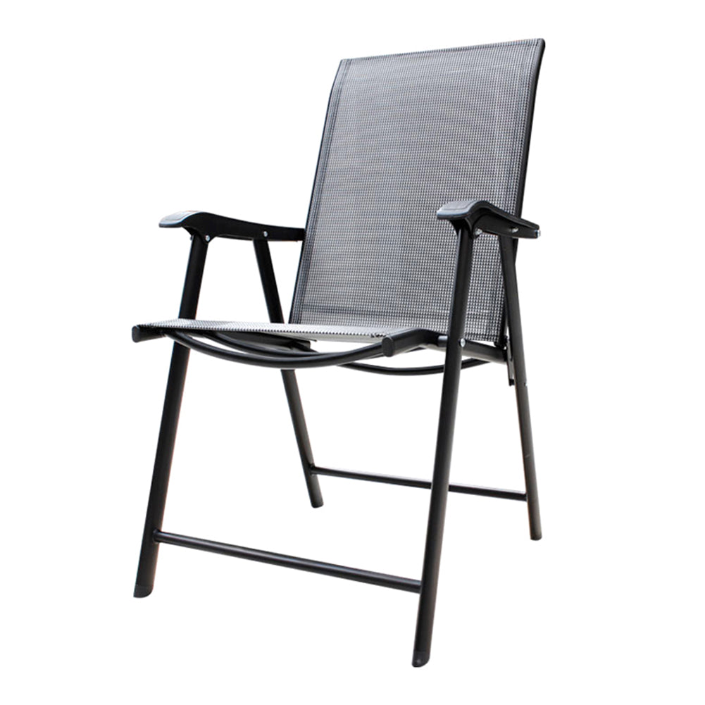 Foldable Chairs With Metal Frame & Fabric Seat – Set Of 2 Or 4 | Set of 2 | Black