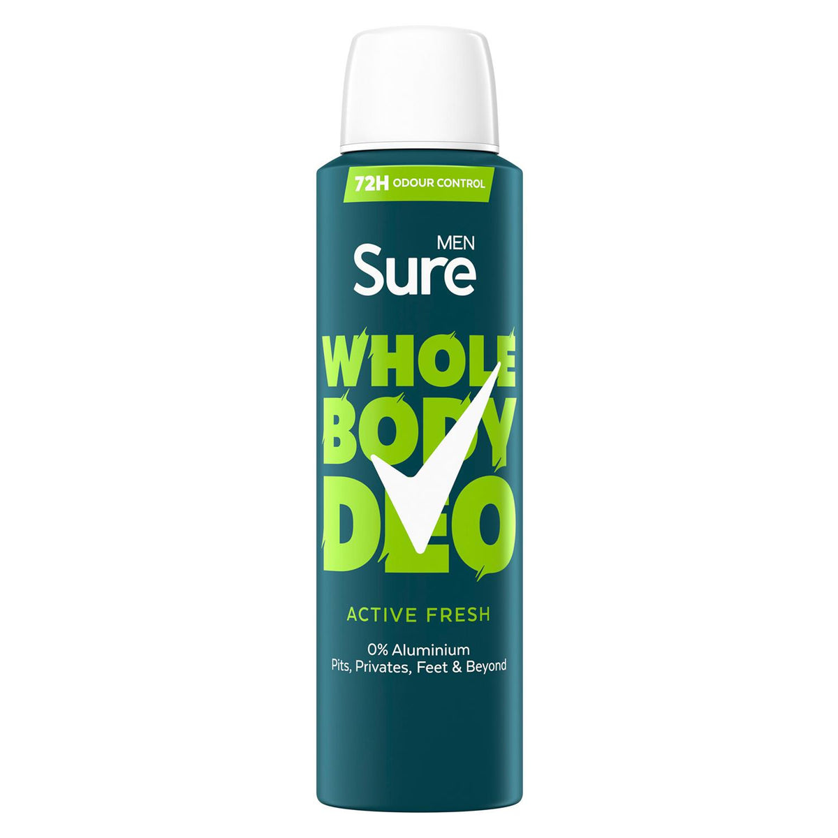 Men Whole Body Deodorant Spray Active Fresh W/ 72h Odour Control 150ml, 6pk | Set of 6