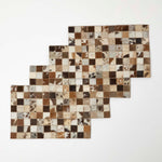 Block Check Brown Leather Placemats Set Of 4