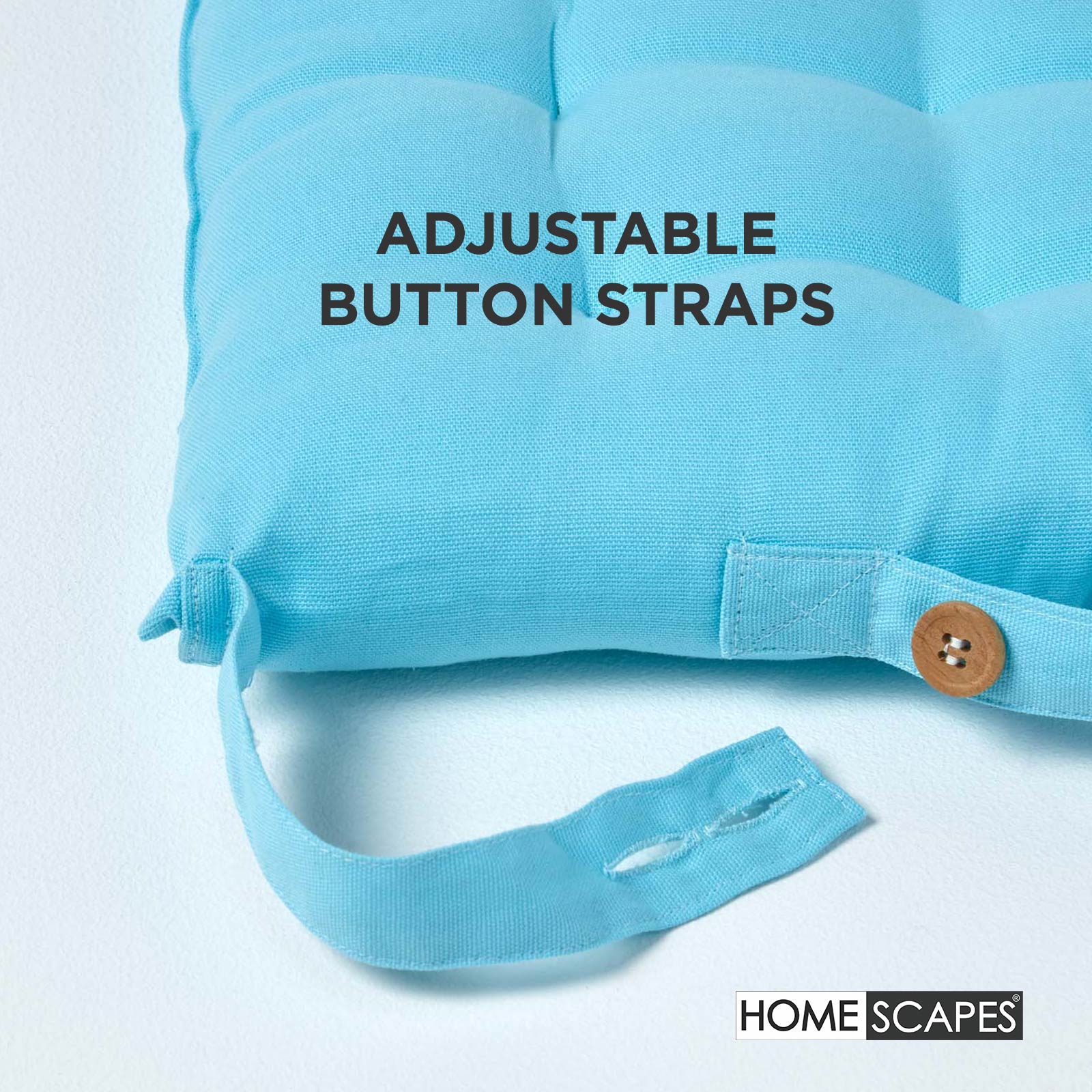 100% Cotton Seat Pads Plain Chair Cushions For Dining Room, Kitchen, Or Outdoor Garden Use | Set-of-6 | Light Blue
