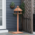 Pawhut Wooden Bird Feeder Bird Table With Roof For Outside Use Brown 130cm