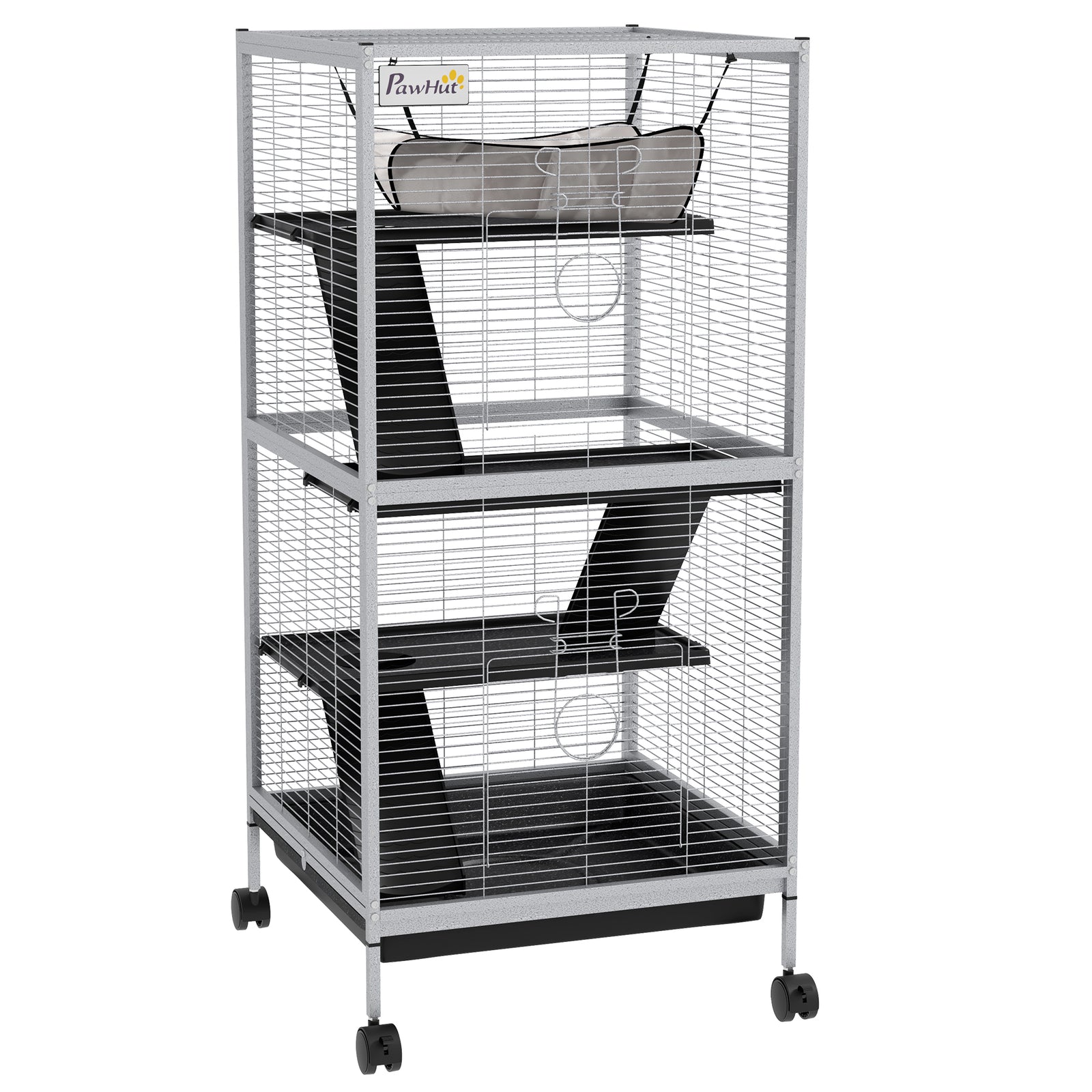 Rolling Small Animal Cage For Chinchillas Ferrets Kittens W/ Ramp | Grey