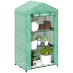3 Tier Mini Greenhouse Grow House W/ Roll Up Door, Green