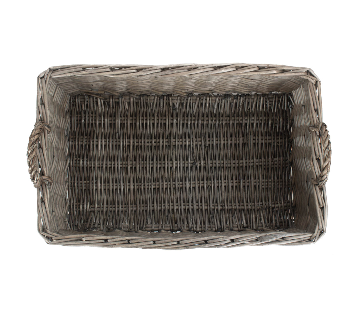 Wicker Shallow Antique Wash Storage Basket | Medium | Brown