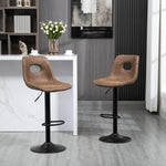Retro Bar Stools Adjustable Leather-like Brown