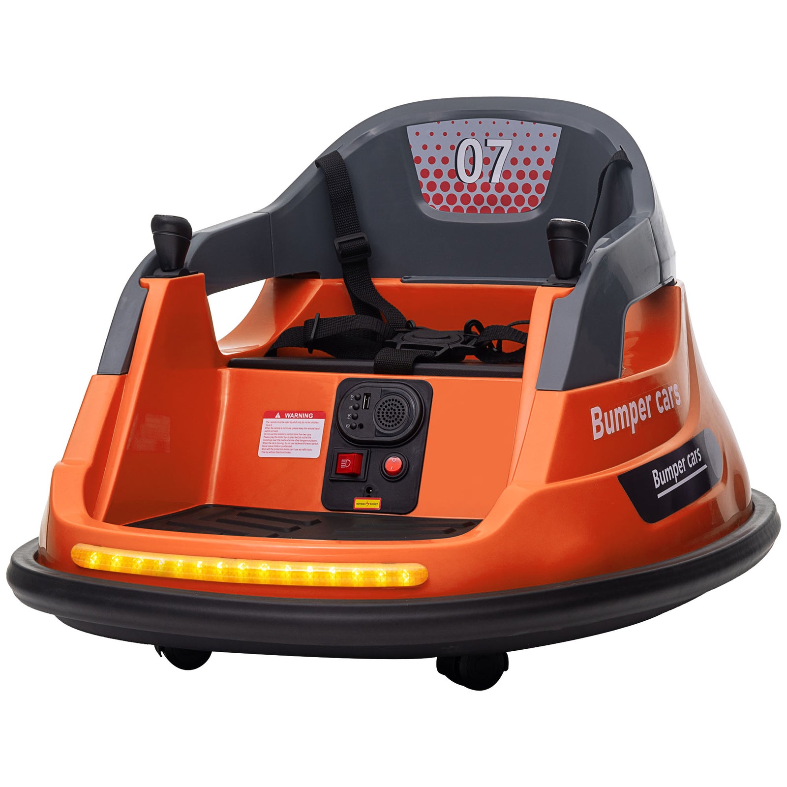 Kids Bumper Car W/ 360-degree Rotation Spin, Lights, Music | Orange
