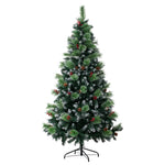 Breeins 180cm Snow-dusted Artificial Christmas Tree With Pinecones & Red Berries