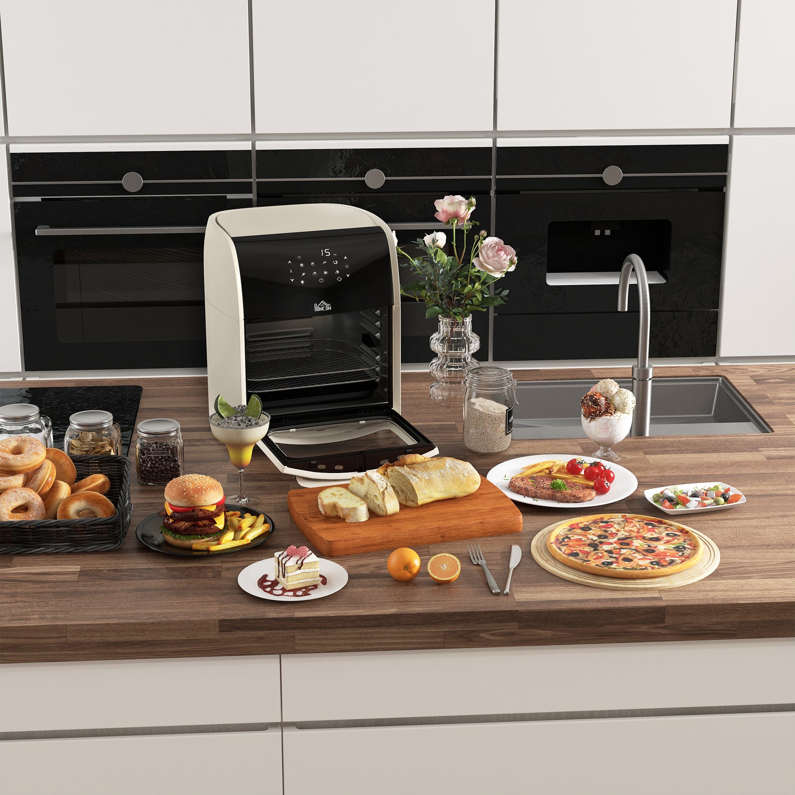 12l Air Fryer Oven With 8 Preset Modes 1800w | One Size | Cream