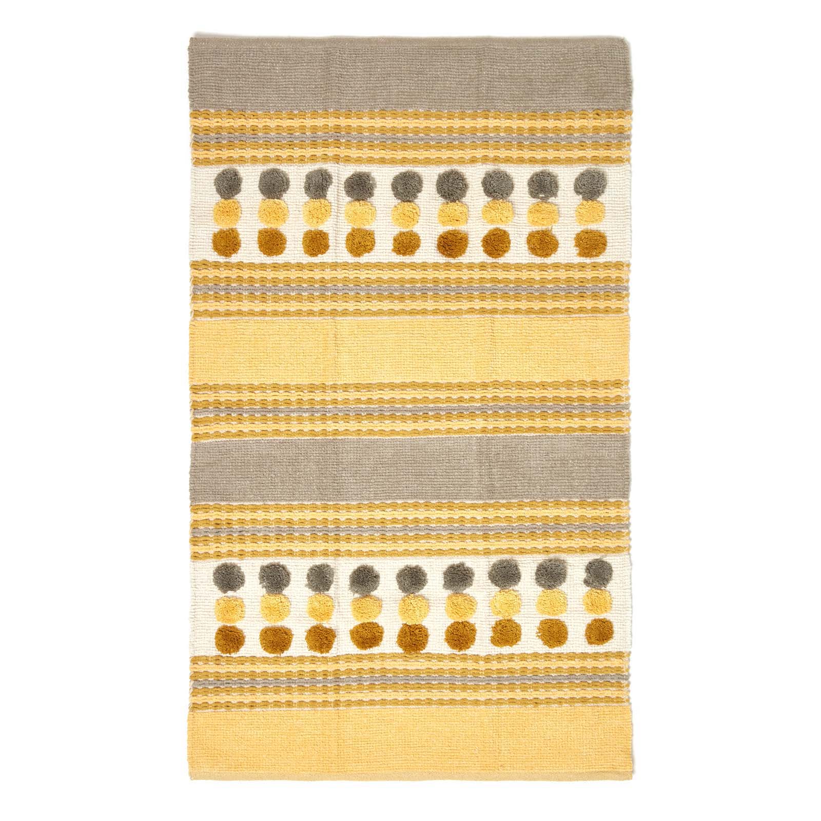Cotton Chenille Striped Tufted Circle Rug | 60cm x 100cm | Mustard