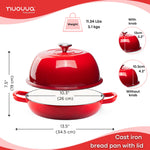 Enamelled Cast Iron Dutch Oven Bread Pot, 22cm (5.6l) | Red