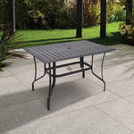 Rectangular Garden Metal Slatted Coffee Table - 120/150cm W X 80/90cm D X 75cm H | Medium | Black