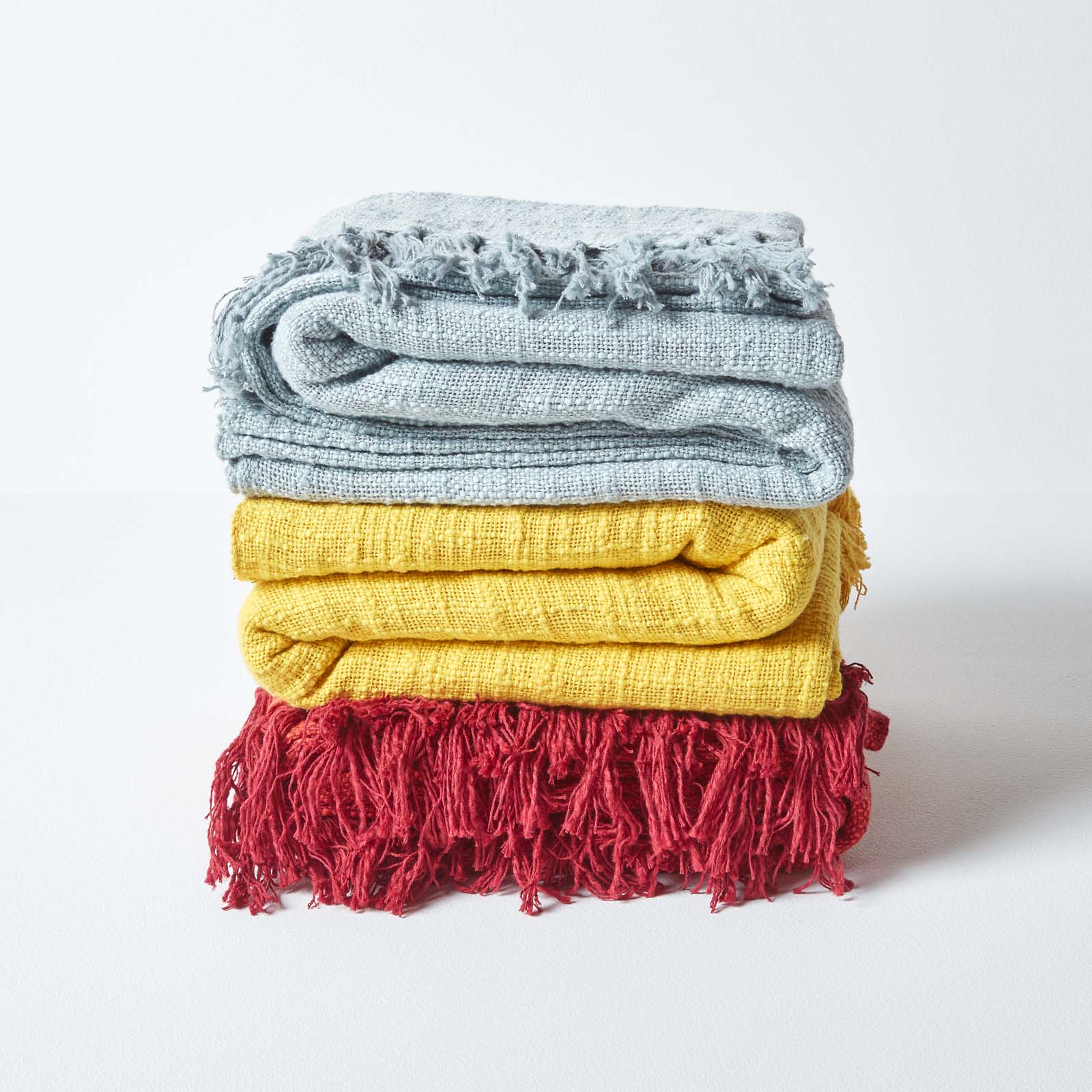 Nirvana Handwoven Slub Cotton Throw | 150cm x 200cm | Orange