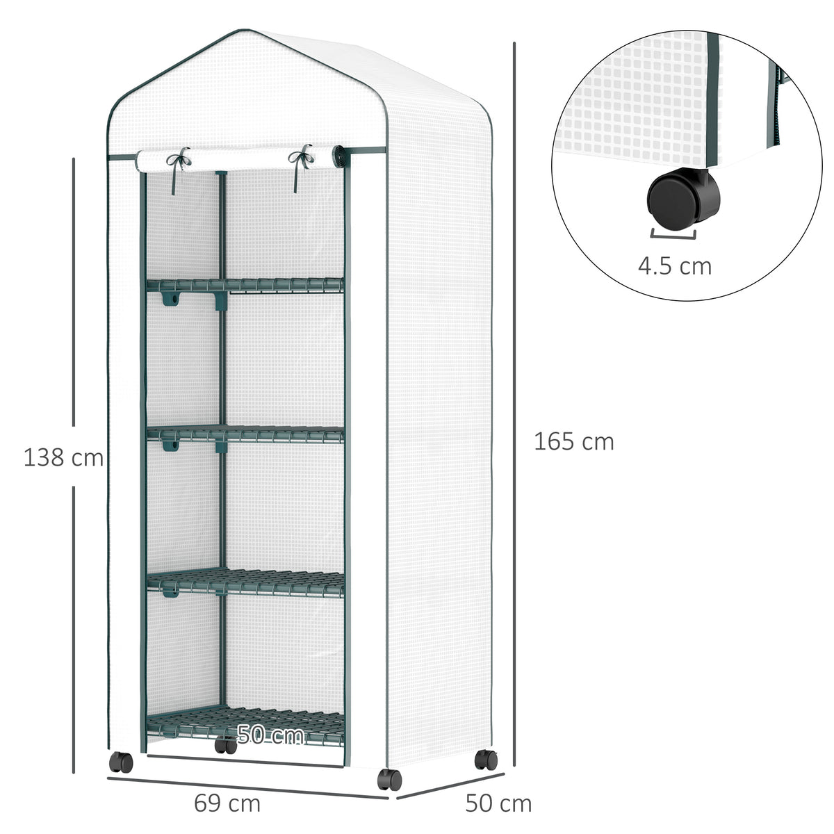 Outsunny Portable 4-tier Mini Greenhouse Plant Grow House Shed W/ Cover