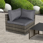 Pe Rattan Wicker Corner Sofa Garden Single Sofa Chair | Dark Gray