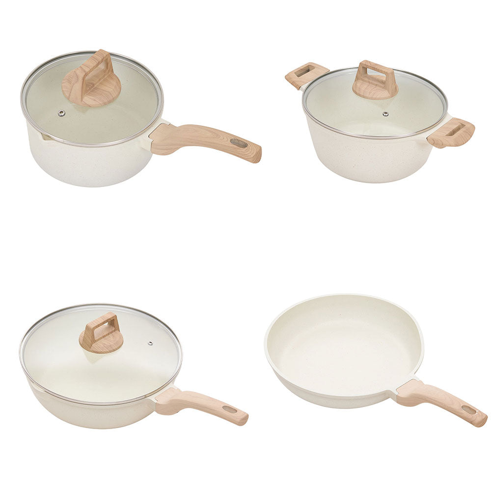 7pcs Nonstick Cookware Set | Cream