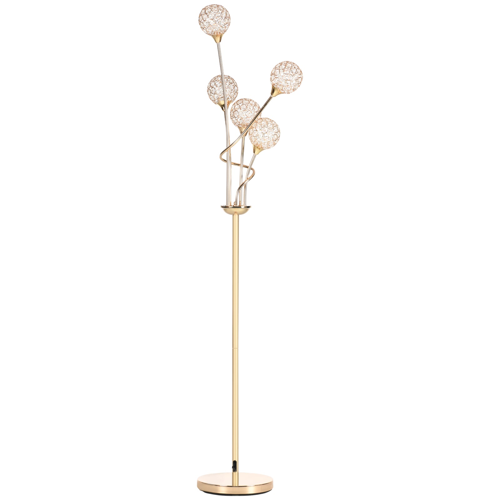 Modern Floor Lamp With K9 Crystal Shade 5 Light | One Size | Gold