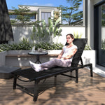 Folding Sun Lounger, 5-position Adjustable Sunbed | Black