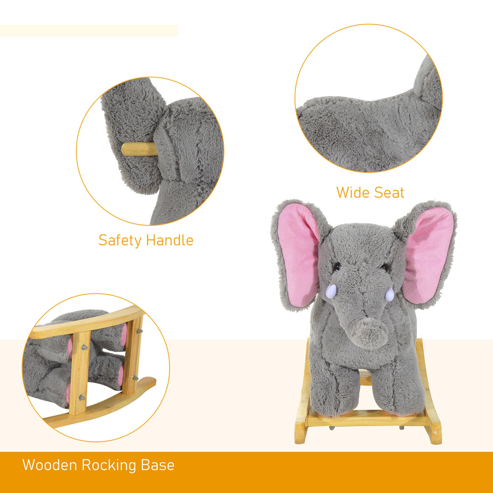 Ride On Elephant Rocker Children Rocking Horse Grey Nursery Rhymes Kids Toy Game