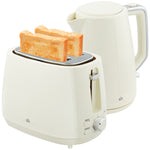 1.7l Fast Boil Electric Kettle And 2 Slice Water Toaster Set | Cream