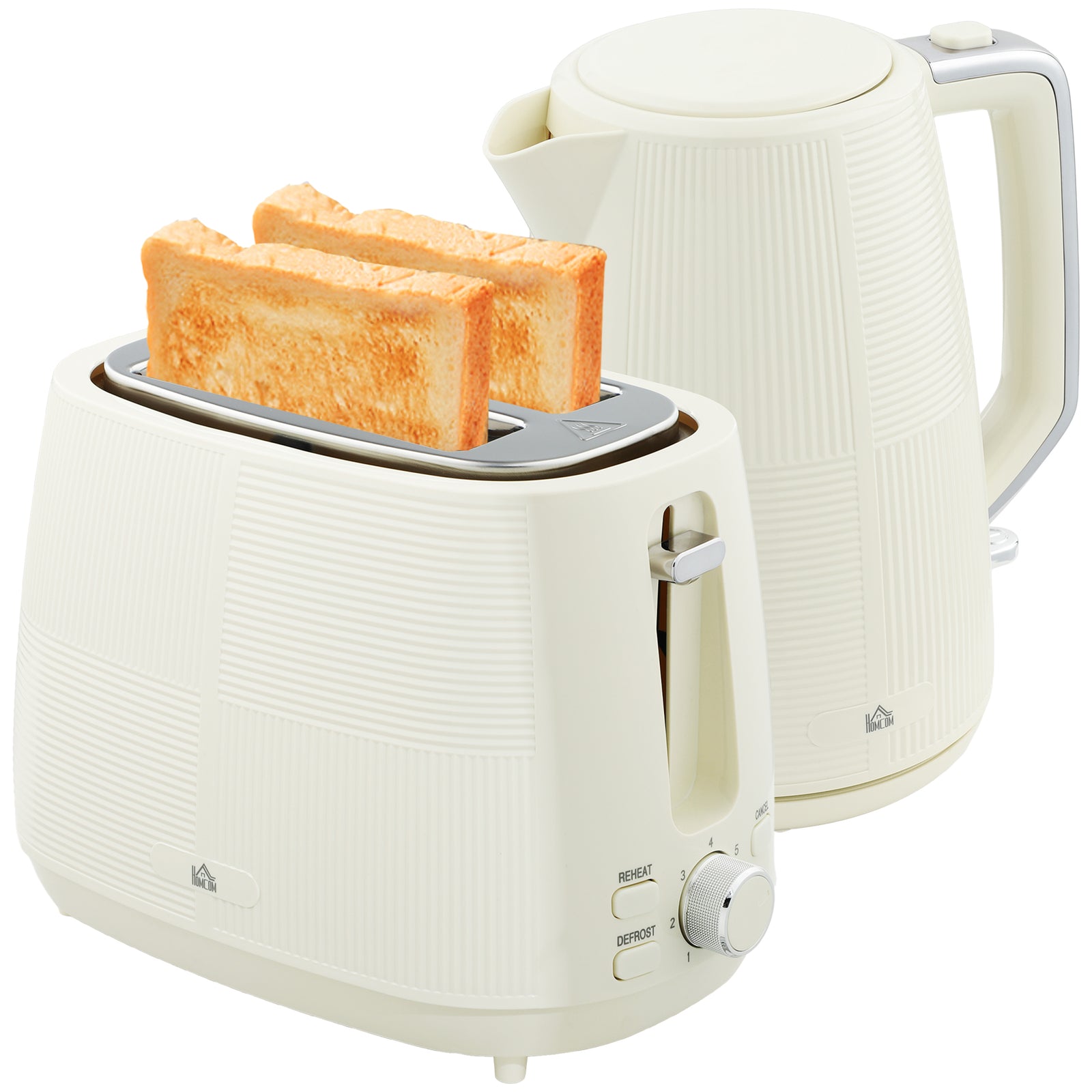 1.7l Fast Boil Electric Kettle And 2 Slice Water Toaster Set | Cream