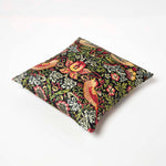 William Morris Strawberry Thief Velvet Cushion | 45cm x 45cm | Navy Blue