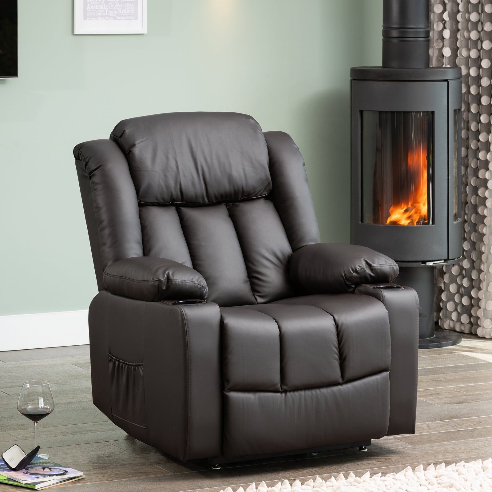 Sheridan Dual Motor Electric Riser Recliner With Massage And Heat | Brown