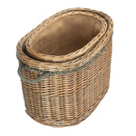 Wicker Oval Rope Handled Log Basket | Set-of-2 | Brown