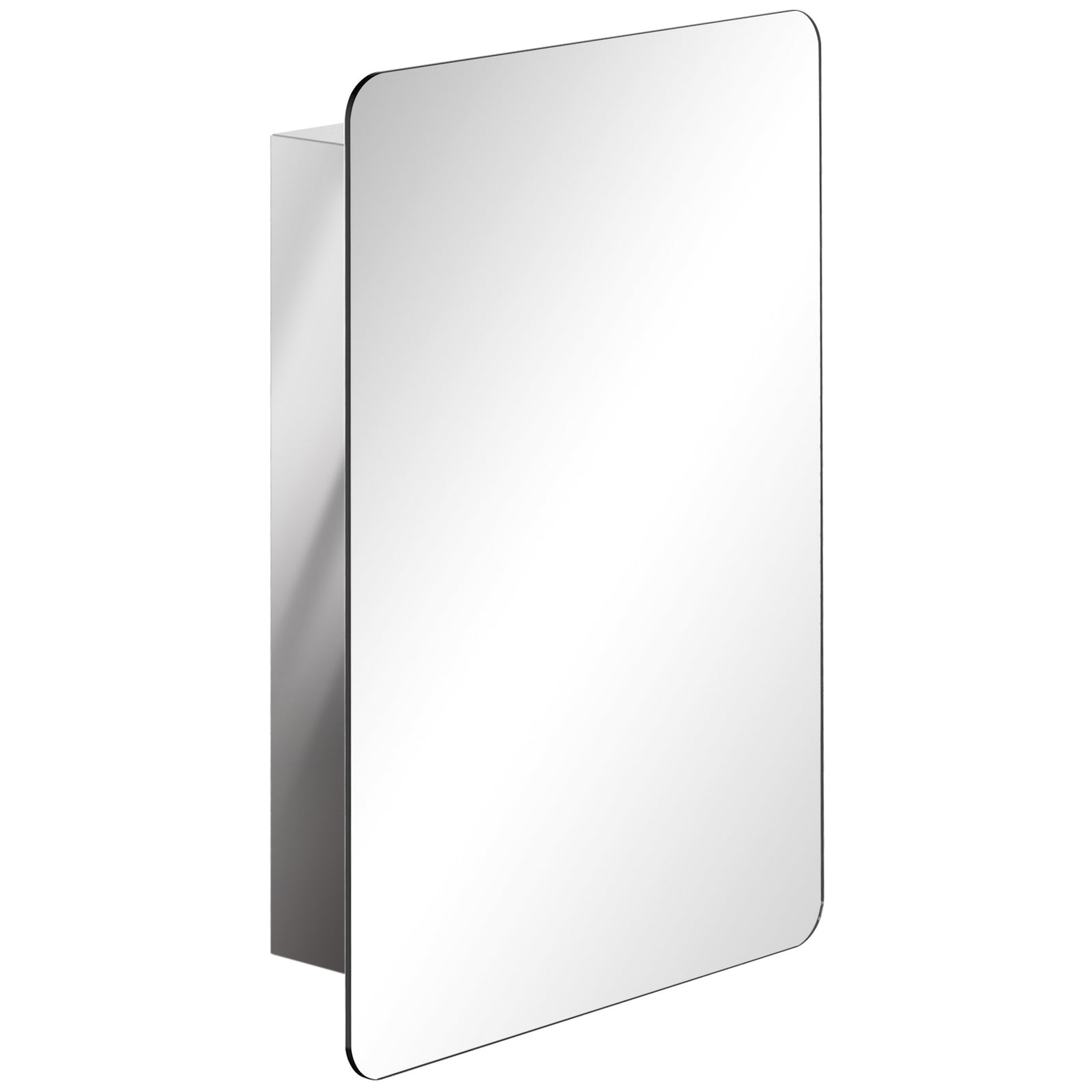 66x46cm Curved Bathroom Storage Cabinet Sliding Mirror Door