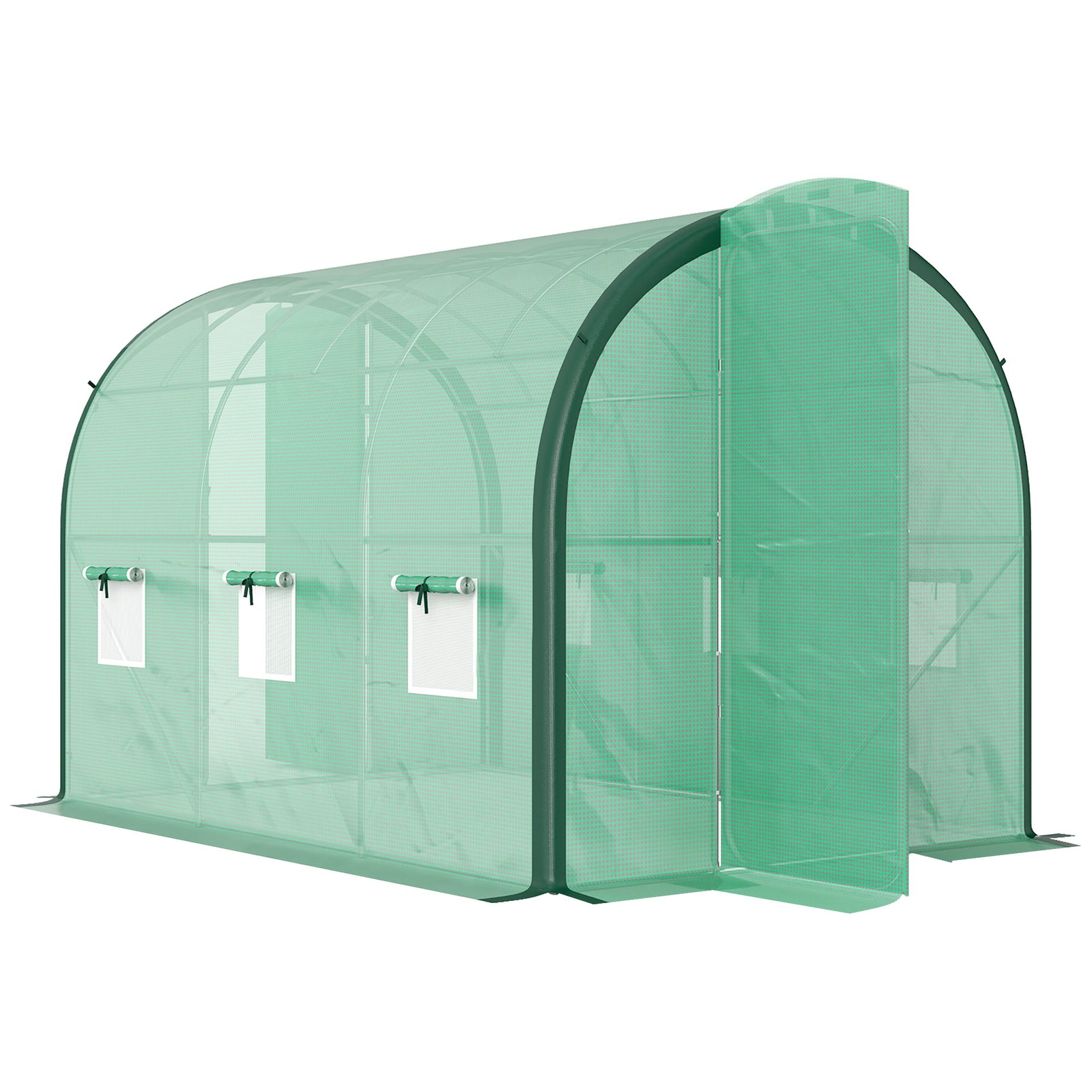 Tunnel Greenhouse, Upgraded Structure, Hinged Doors | Medium | Green