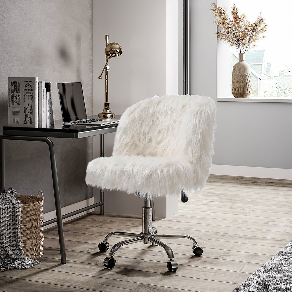 Comfy Plush Swivel Office Chair Adjustable Height