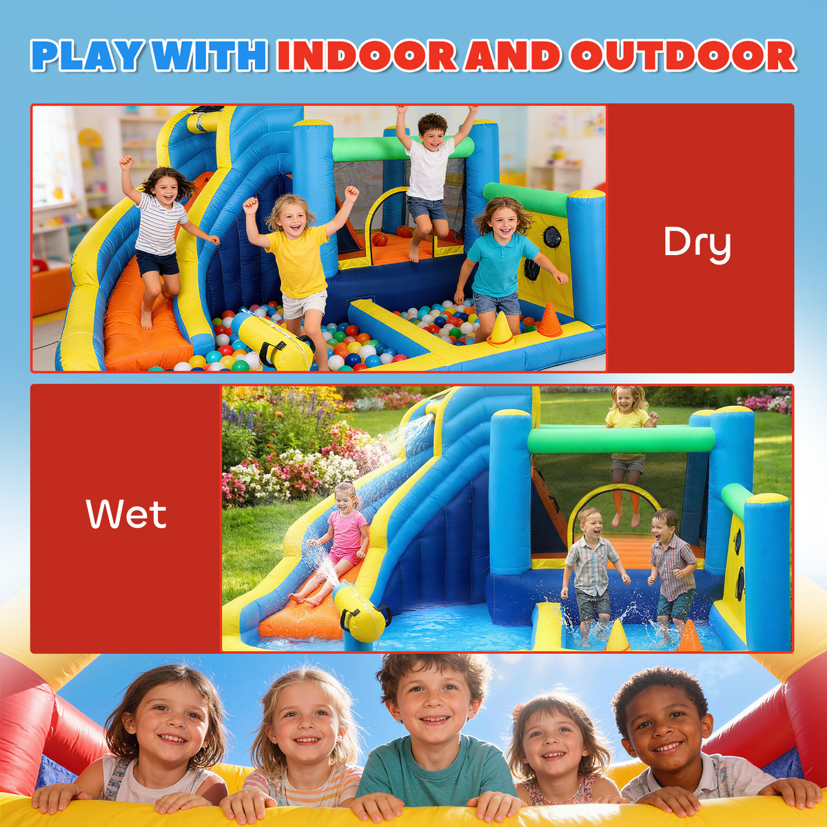 AIYAPLAY 8 In 1 Bouncy Castle For Kids, Inflatable Bounce House With Slide