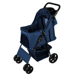 Pet Stroller With Rain Cover & Caddy Bag | Blue