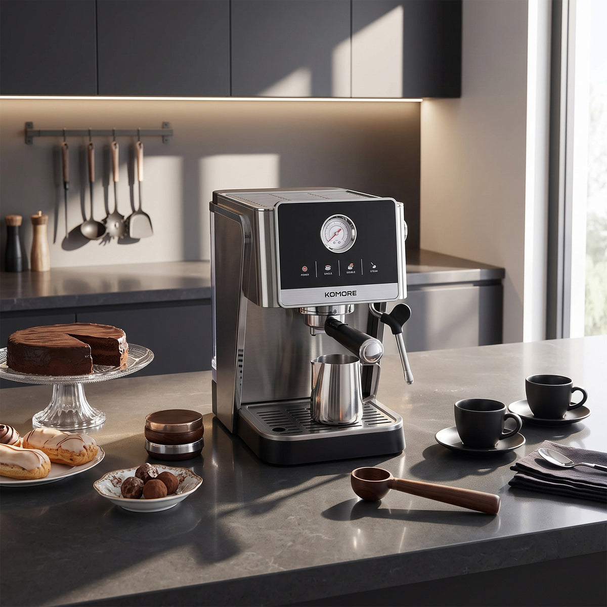 20 Bar Espresso Coffee Machine With Touch Screen & Milk Frother
