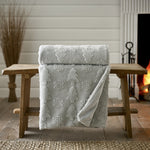 Soft Faux Fur Throw Winter Forest | 130cm x 150cm | Silver