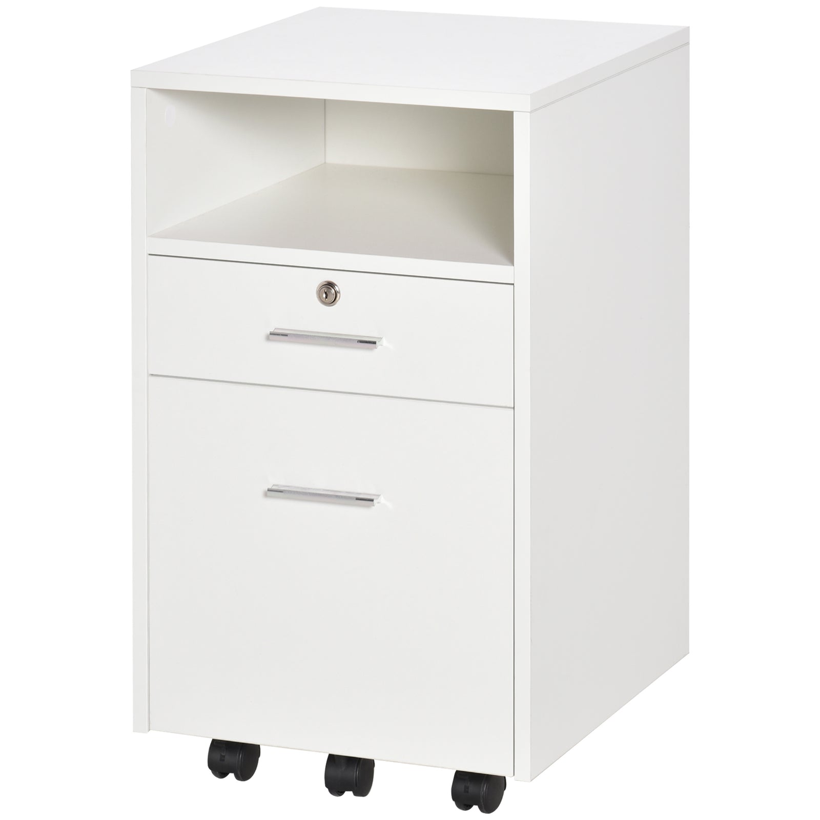 Mobile File Cabinet Lockable Documents Storage With Wheels | One Size | White